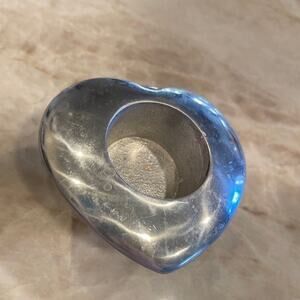 Vintage Heart shaped pewter aluminum candle holder